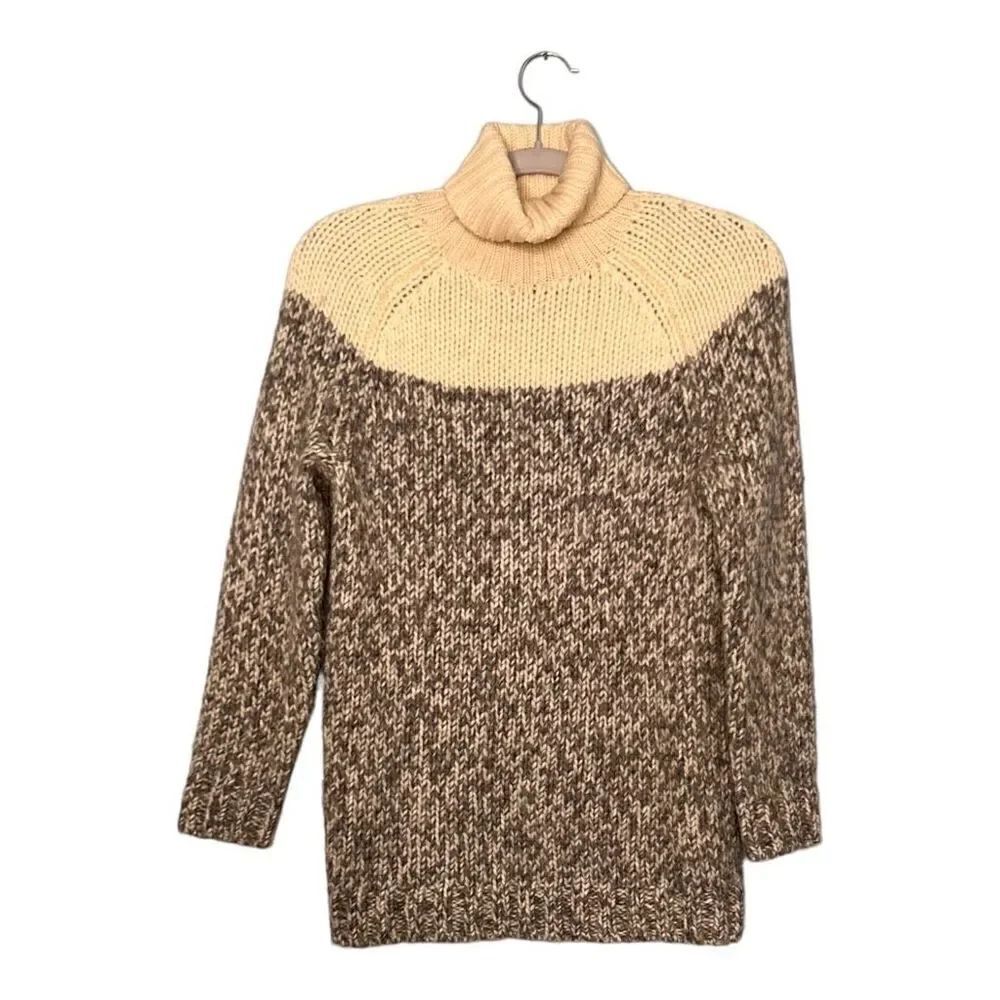 J. Crew colorblock cozy turtleneck sweater, cream & heather women’s size xxs